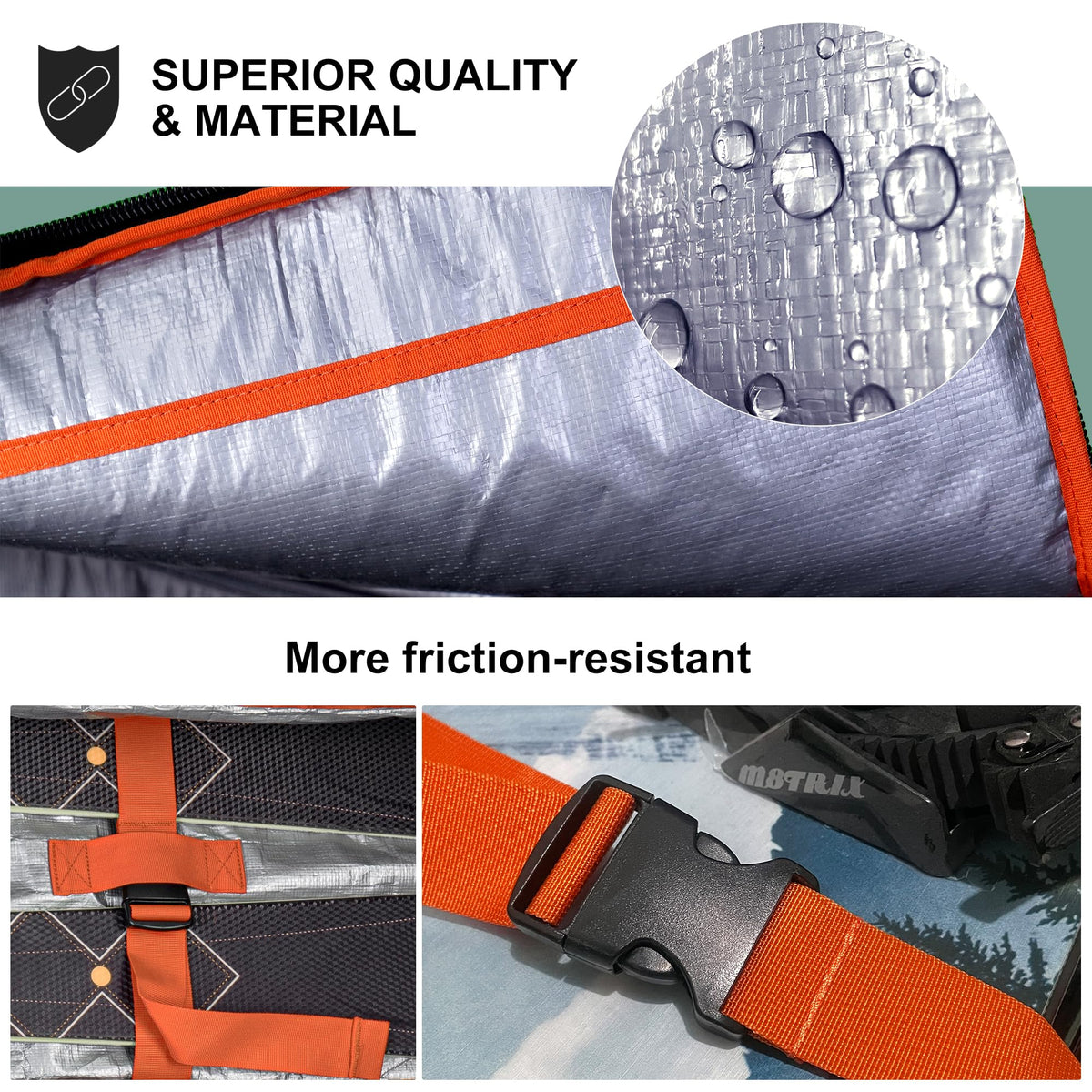 Unigear Snowboard Ski Bag for Air Travel, Reinforced Double Padded Snowboard Bag with 10mm EPE Dense, Water-Resistant and Durable up to 175cm Ski
