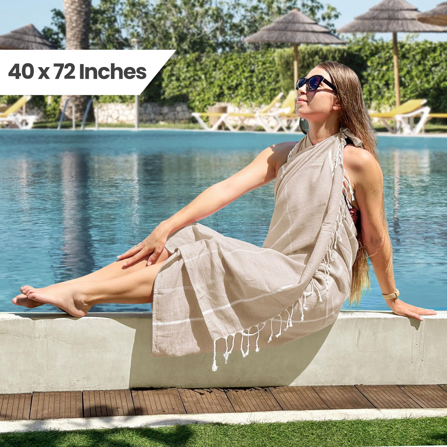 Utopia Towels [2 Pack Turkish Beach Towel (40 x 72 Inches) - 100% Cotton Oversized Sand Free Lightweight Quick-Dry Turkish Towel