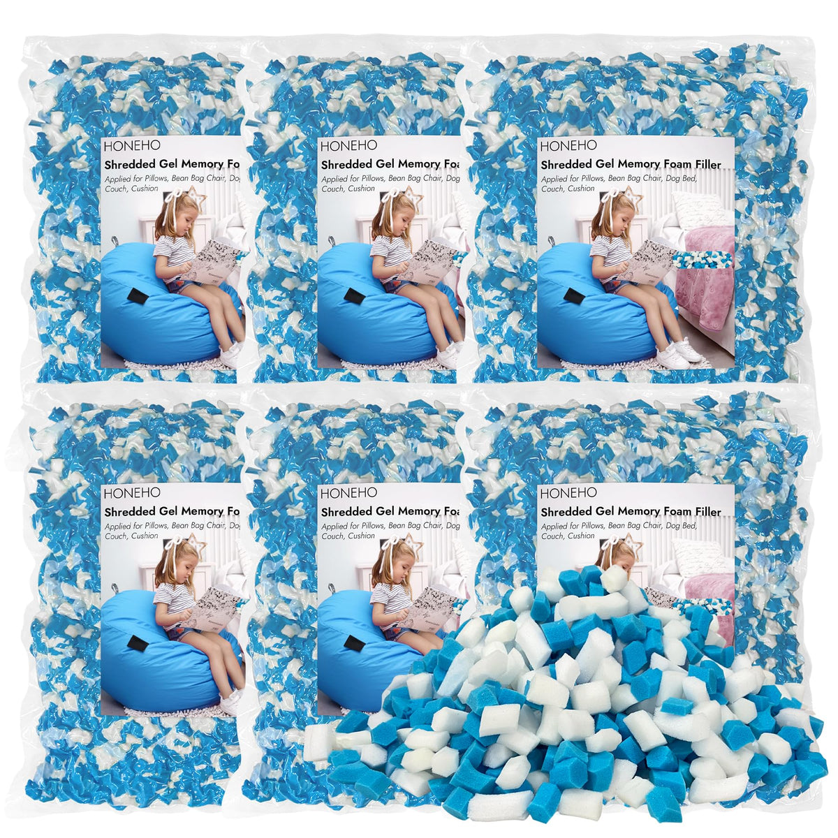 HONEHO 13.2KG Shredded Gel Memory Foam Filling Bean Bag Chair Filler