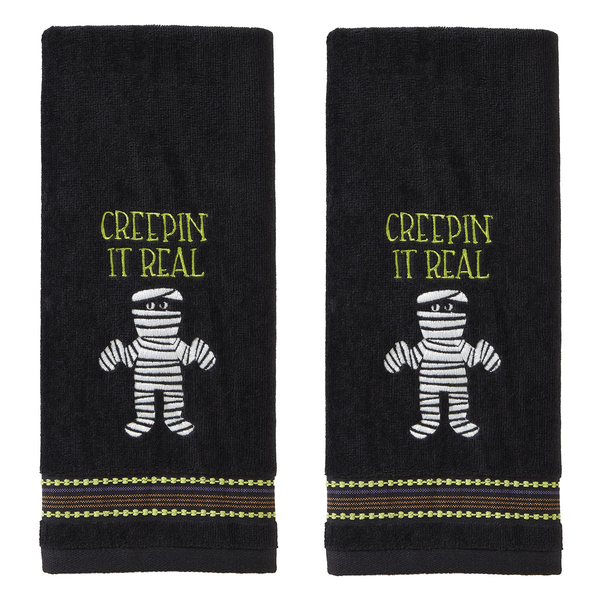 SKL Home by Saturday Knight Ltd. Glow in The Dark Hand Towel Set, Cotton, Creepin Real