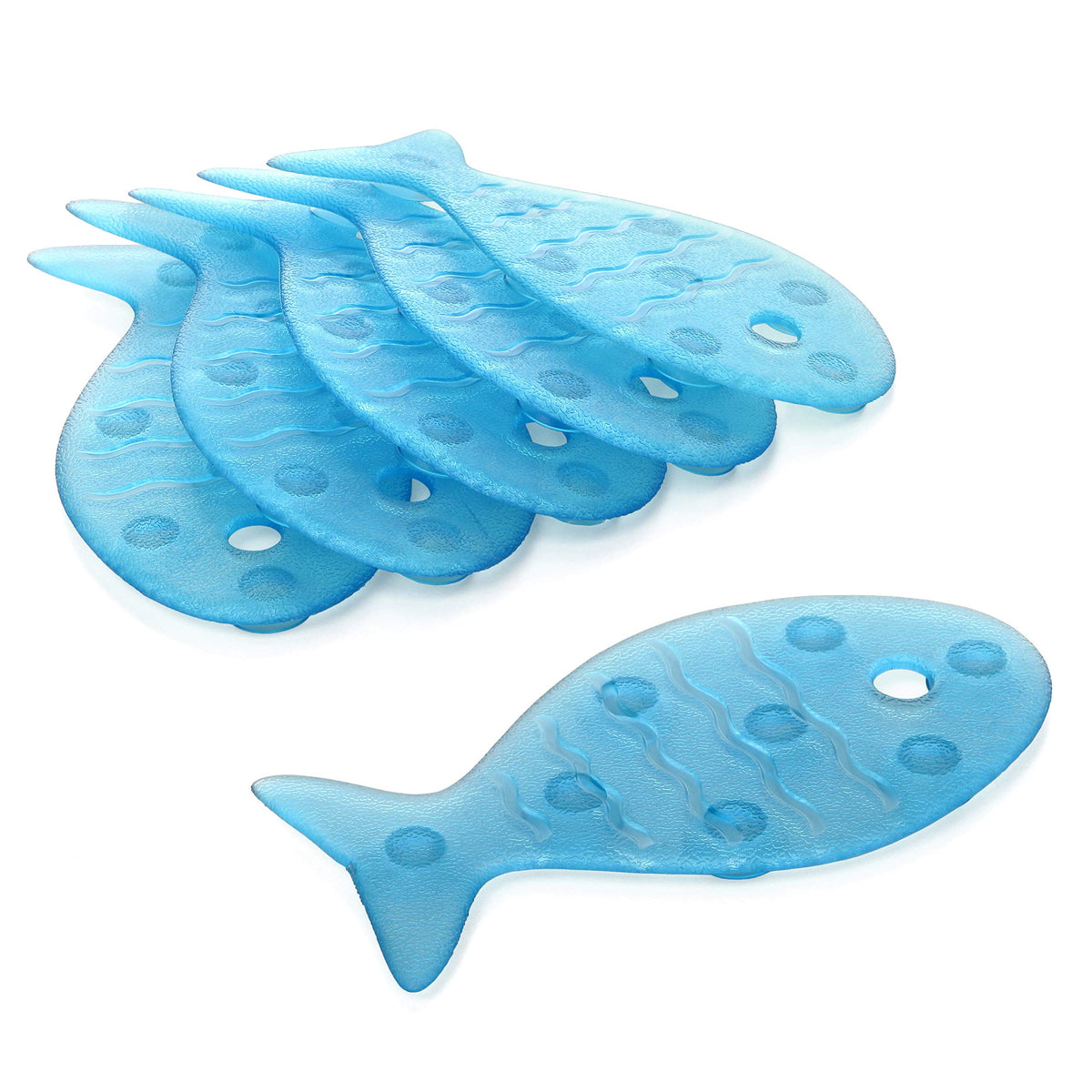 TATAY Fish Stickers Anti-Slip Bathtube, PVC, Blue, One Size, 15 x 7 cm (Rechteckig)