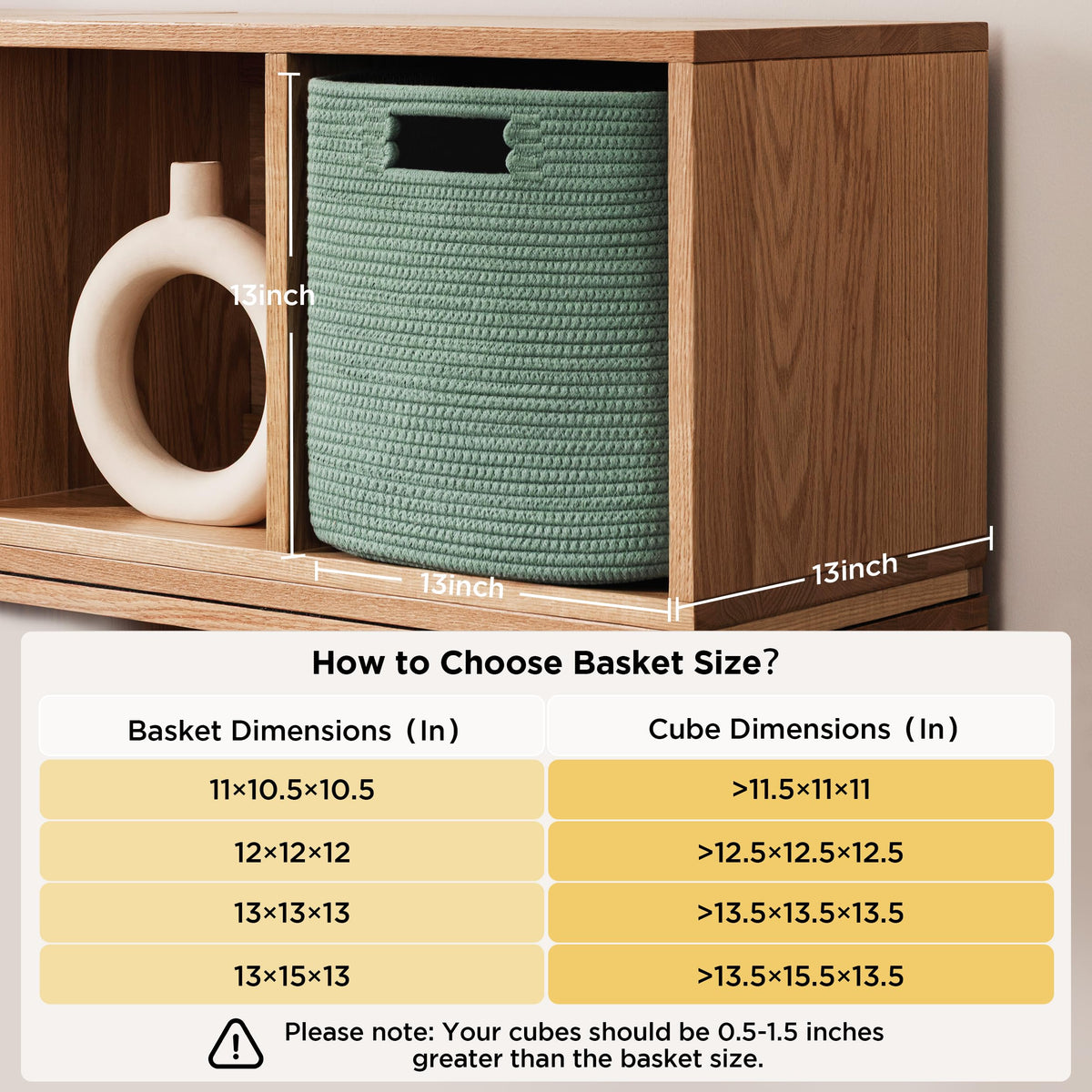 UBBCARE Set of 4 Storage Basket-13 X 13 X 13 in, Cotton Rope Basket for Shelves, Toys, Book, Cube Storage Bins with Handles