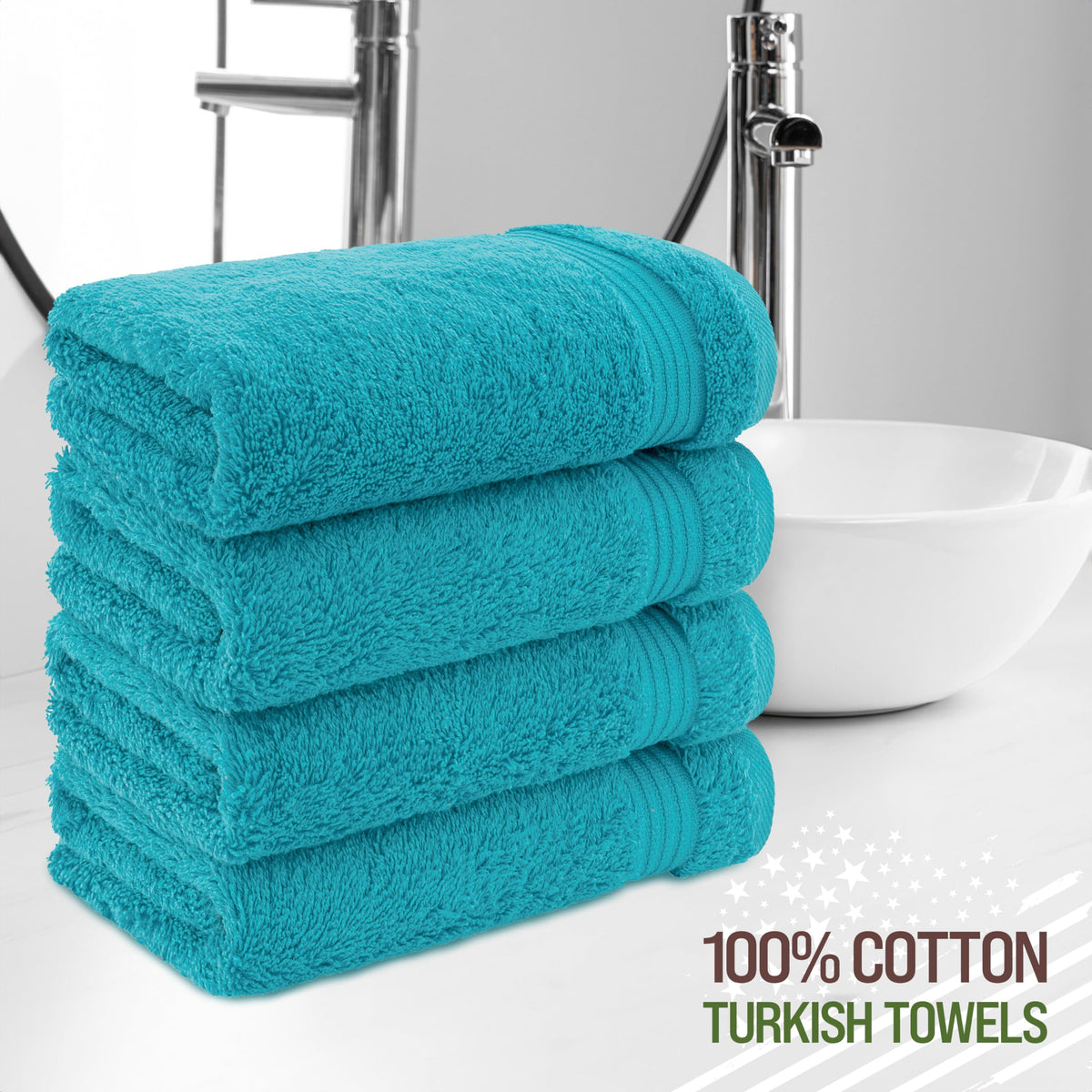 American Veteran Towel, Hand Towels for Bathroom Set of 4, 100% Cotton Turkish Hand Towel Sets Clearance Prime, Soft Hand Face Towels