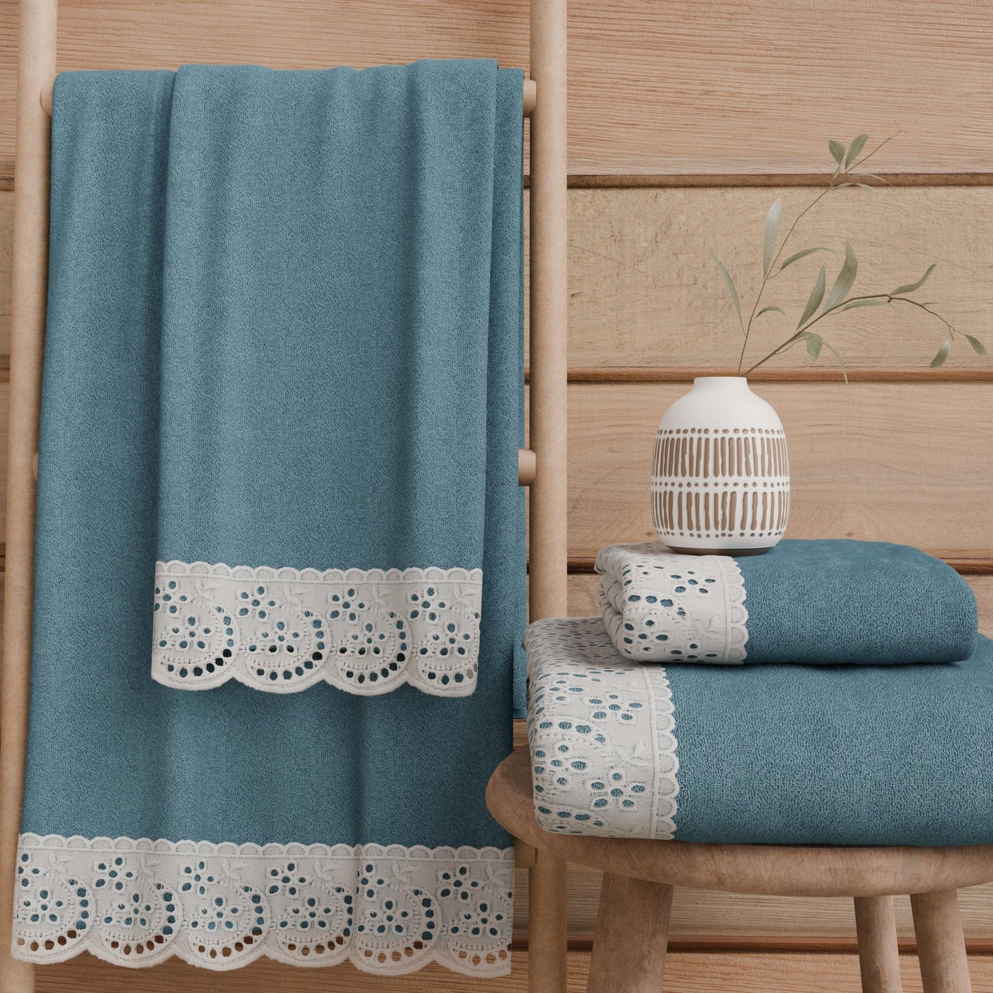 PETTI Artigiani Italiani - Bath Towels in 100% Cotton Terry Towel, 1+1 Towel Set, 2 Pieces 1 Face Towel and 1 Hand Towel, Avion