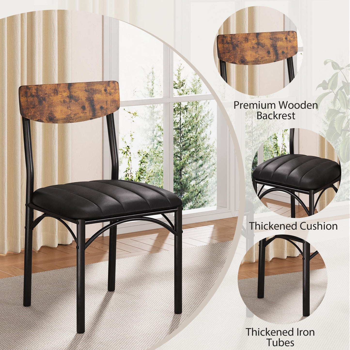 Jocoevol Round Dining Table and 4 Chairs Set of 4, Circle Dinner Table with Shelves, Space Saving Wood Kitchen & Dining Room Furniture