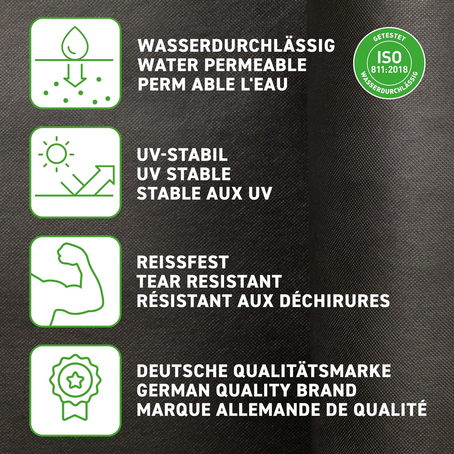 GardenMate 1m x 75m Roll non-woven weed control fabric - UV stabilised black 150gsm landscape ground cover membrane