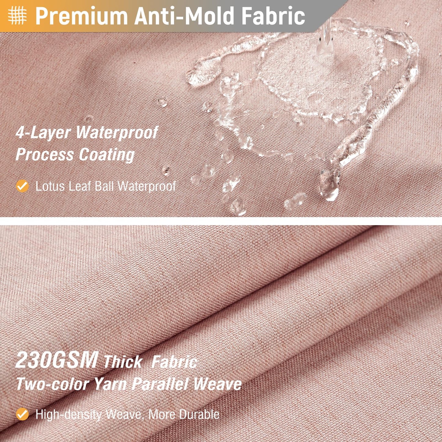 BTTN Narrow Linen Look Weighted Shower Curtain, Waterproof, 92x182cm, Blush