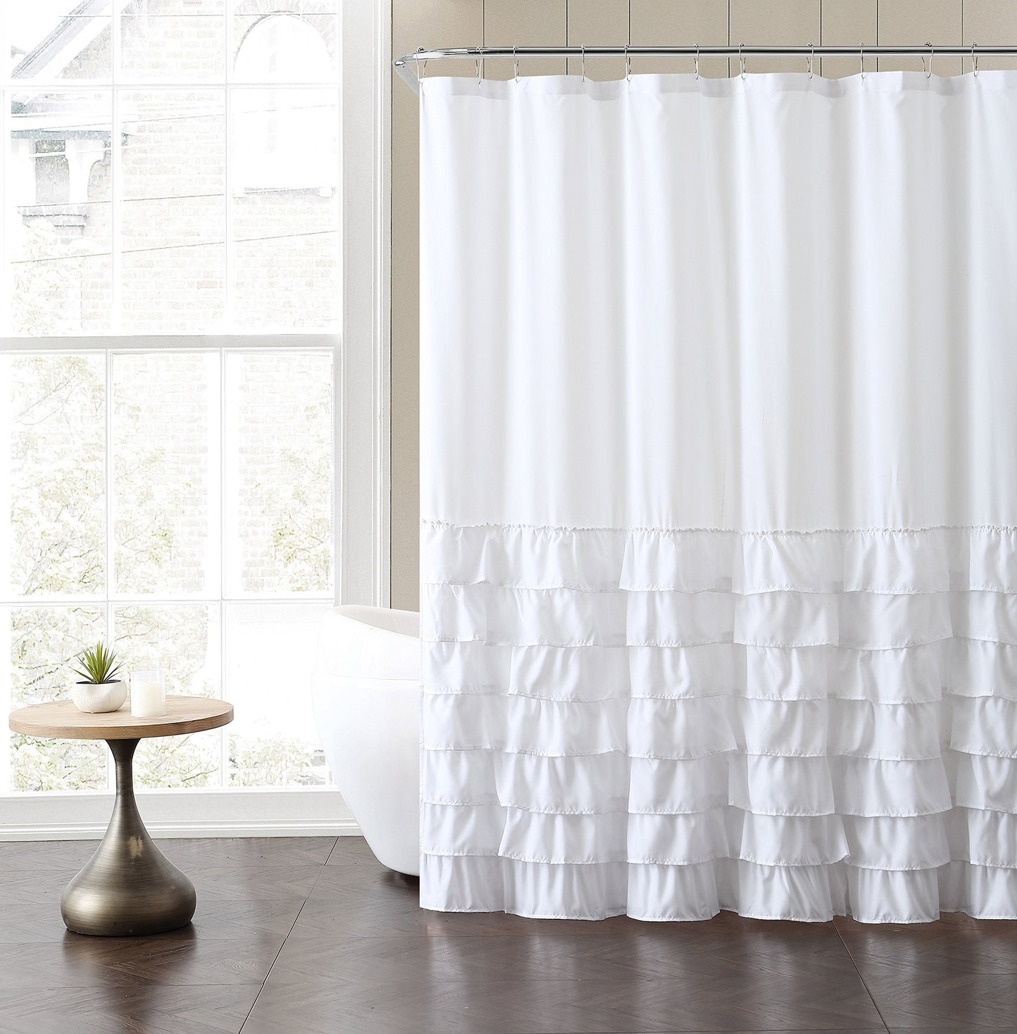 VCNY Home Melanie Ruffle Shower Curtain, 72x72, White