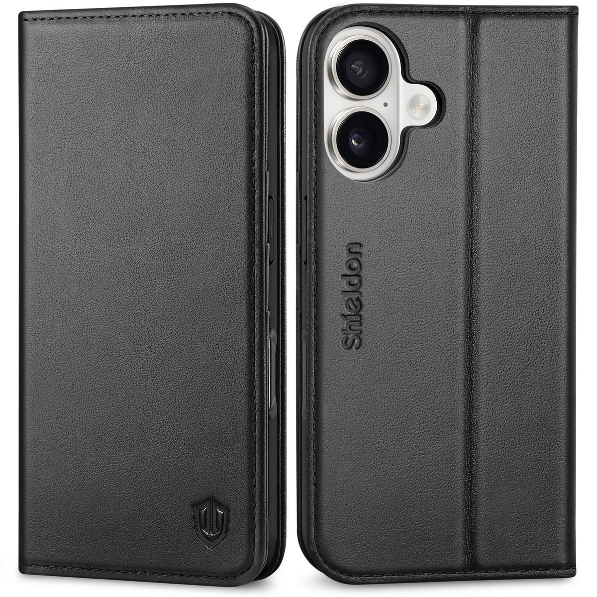 SHIELDON Genuine Leather Wallet Case for iPhone 17 6.3-inch 5G 2025, RFID Blocking, Card Holder, Kickstand, Magnetic, Flip Folio Cover, Foldable,