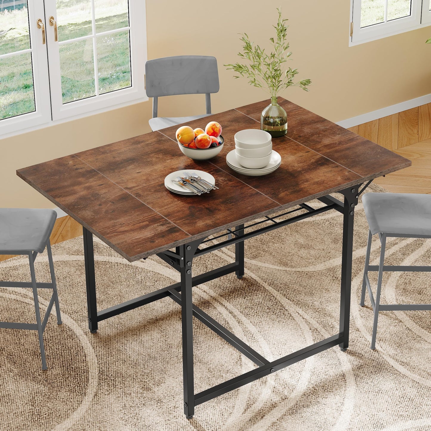 YITAHOME Folding Dining Table, Drop Leaf Table, Black
