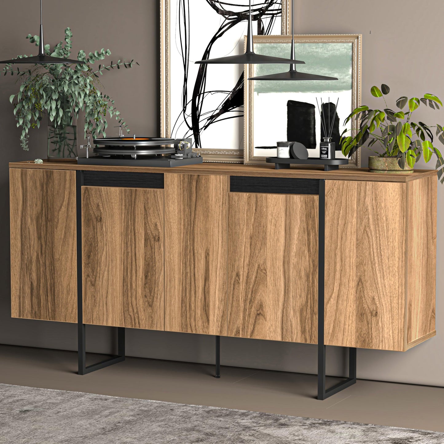 Uniqtrio TV Stand Cabinet | Walnut TV Unit and Console Cabinet | TV Cabinet | TV Stand Unit | TV Units for Living Room