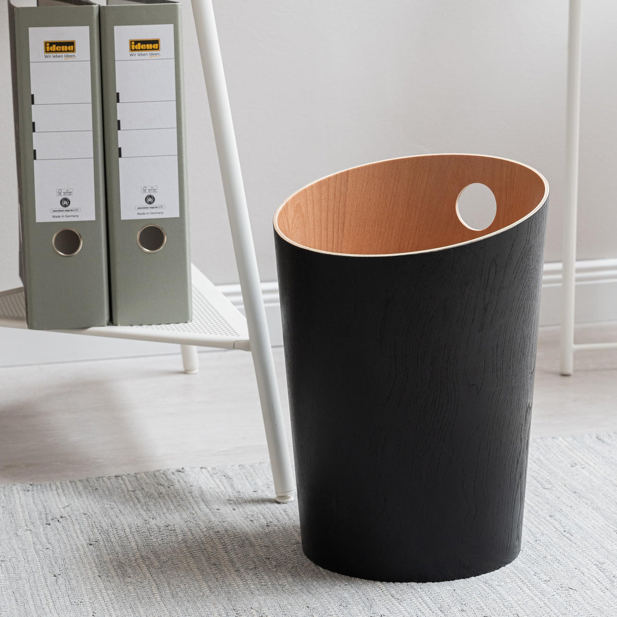 Kazai. Design Paper Bin 'Bennet' | Unique Waste Paper Basket for Office, Bedroom, Children's Room, and More | Office Bin Made of Real Wood Veneer |