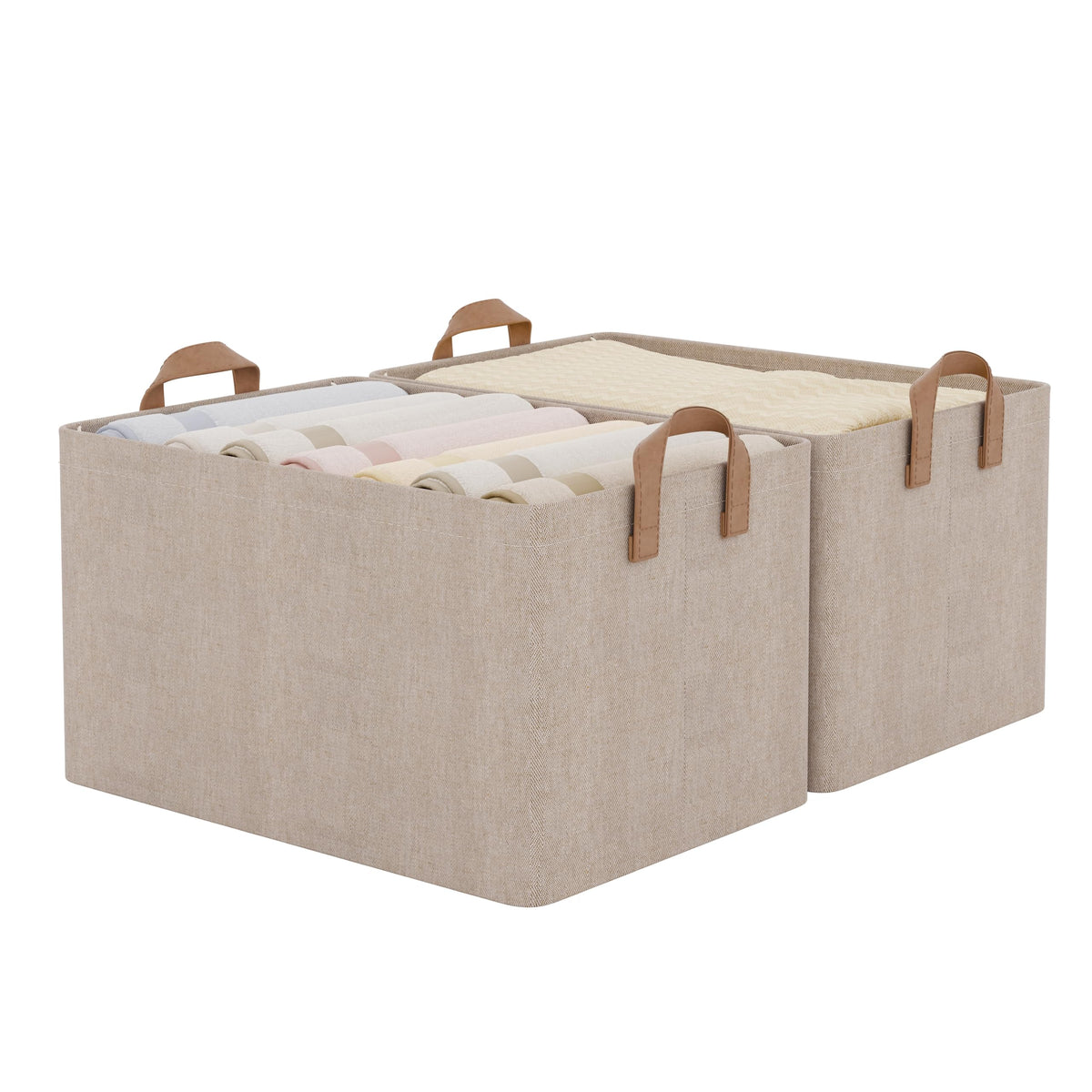 StorageWorks Storage Boxes for Shelves, Fabric Long Storage Basket with Handles, Wardrobe Storage Boxes, Storage Baskets Large