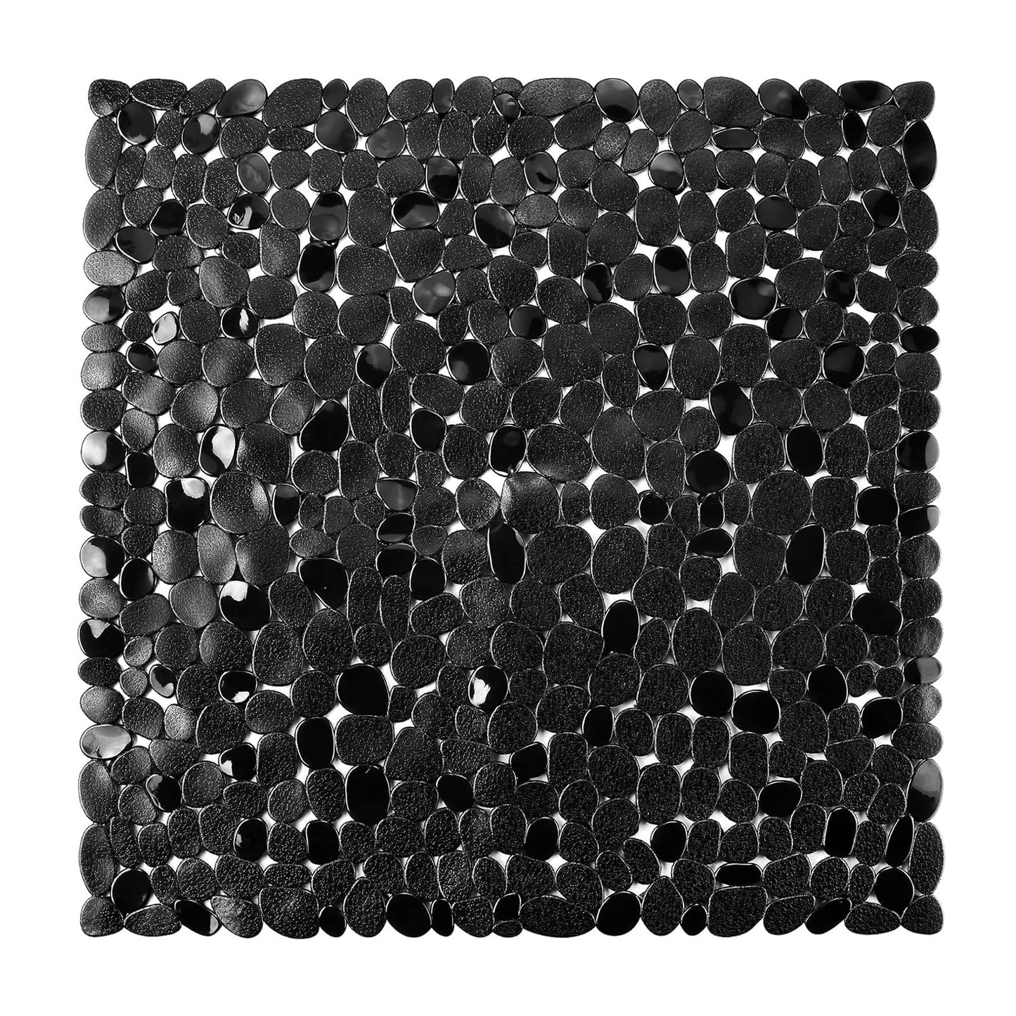 AMFUN 54x54CM Anti Slip Square Shower Mats,Clear Pebbles Shower Bath Mat, Machine Washable Bath Mat with Strong Suction Cups Grip and Drain Holes for