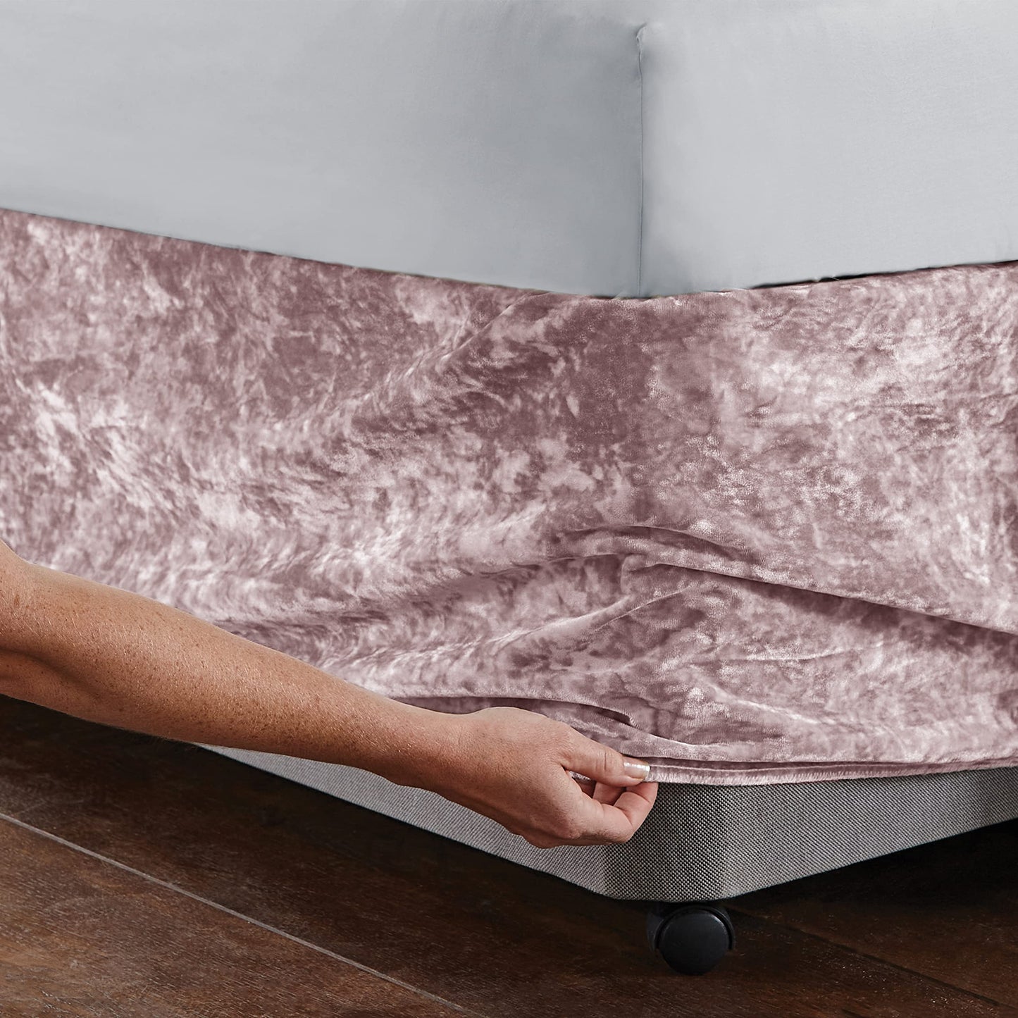 Catherine Lansfield Crushed Velvet King Divan Base Wrap Blush,BD/46254/W/BWRAPK/BLH