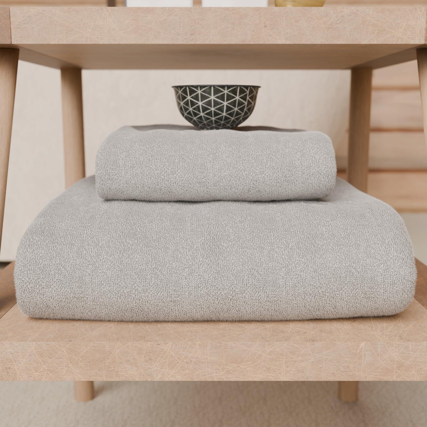 PETTI Artigiani Italiani - 100% Cotton Terry Bath Towels, 1+1 Towel Set, 2 Pieces 1 Face Towel and 1 Hand Towel, Light Grey Towels