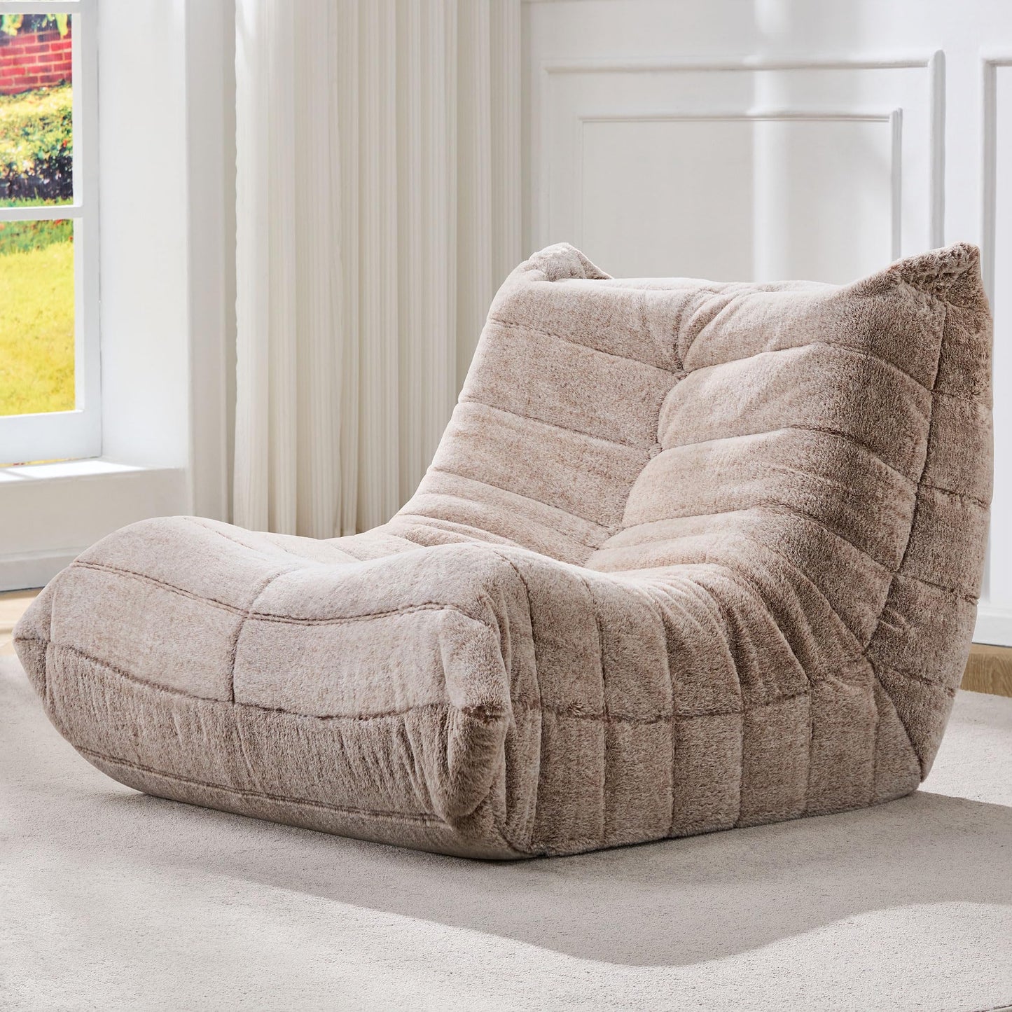 Hobestluk Bean Bag Chairs for Adults Giant Bean Bag Chair Memory Foam BeanBag Chair Togo Sofa Chair with Filler Faux Fur Fireside Beanbags Lazy Sofa