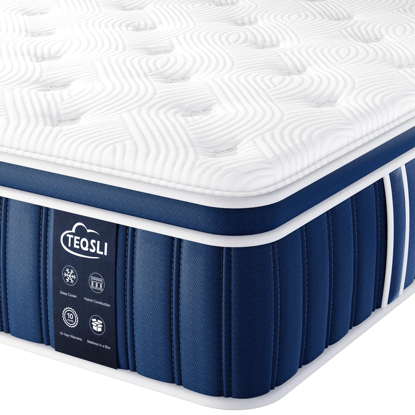 TeQsli 5ft King Mattress Memory Foam Pocket Spring Hybrid 150x190x27 cm
