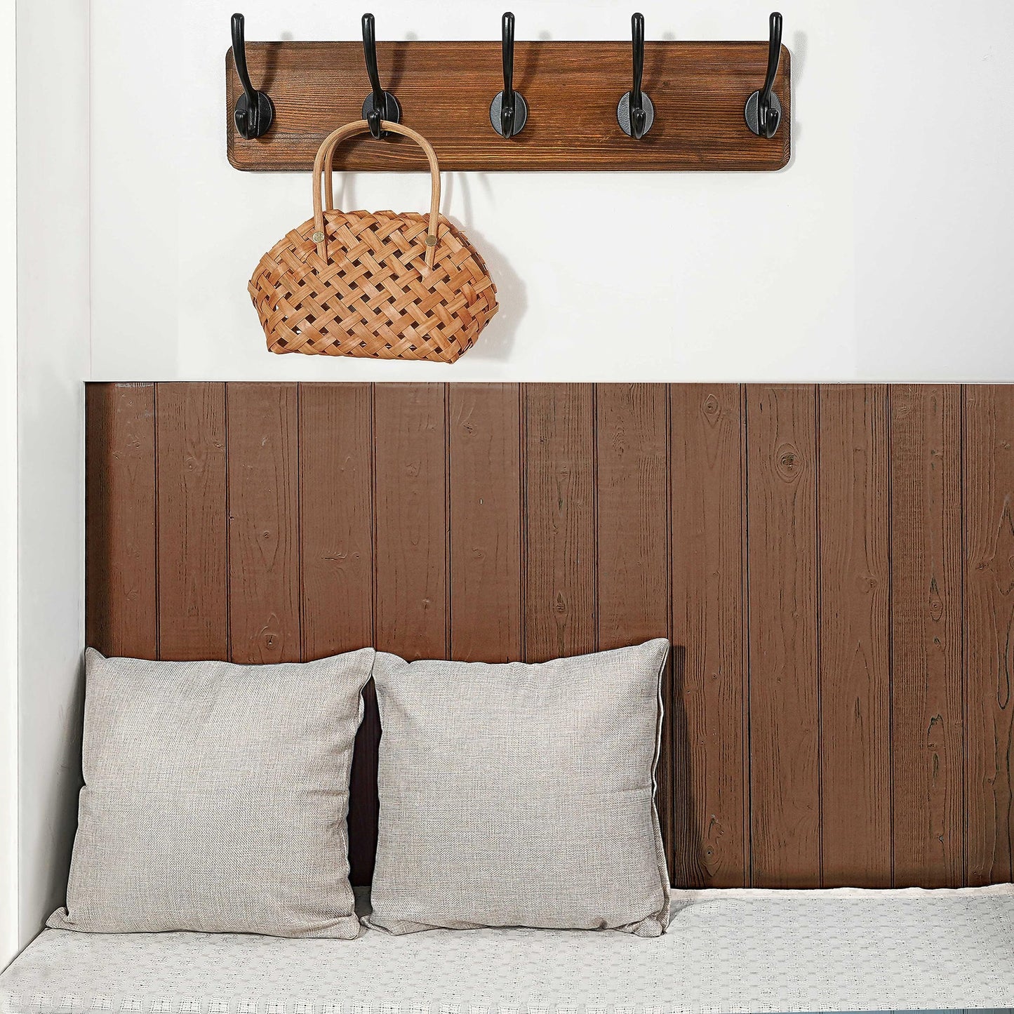 WEBI Coat Rack Wall Mount,Coat Hooks Wall Mounted,16" Hole to Hole,Rustic Large Coat Hanger Wall Hook Rack,5 Hooks for Hanging