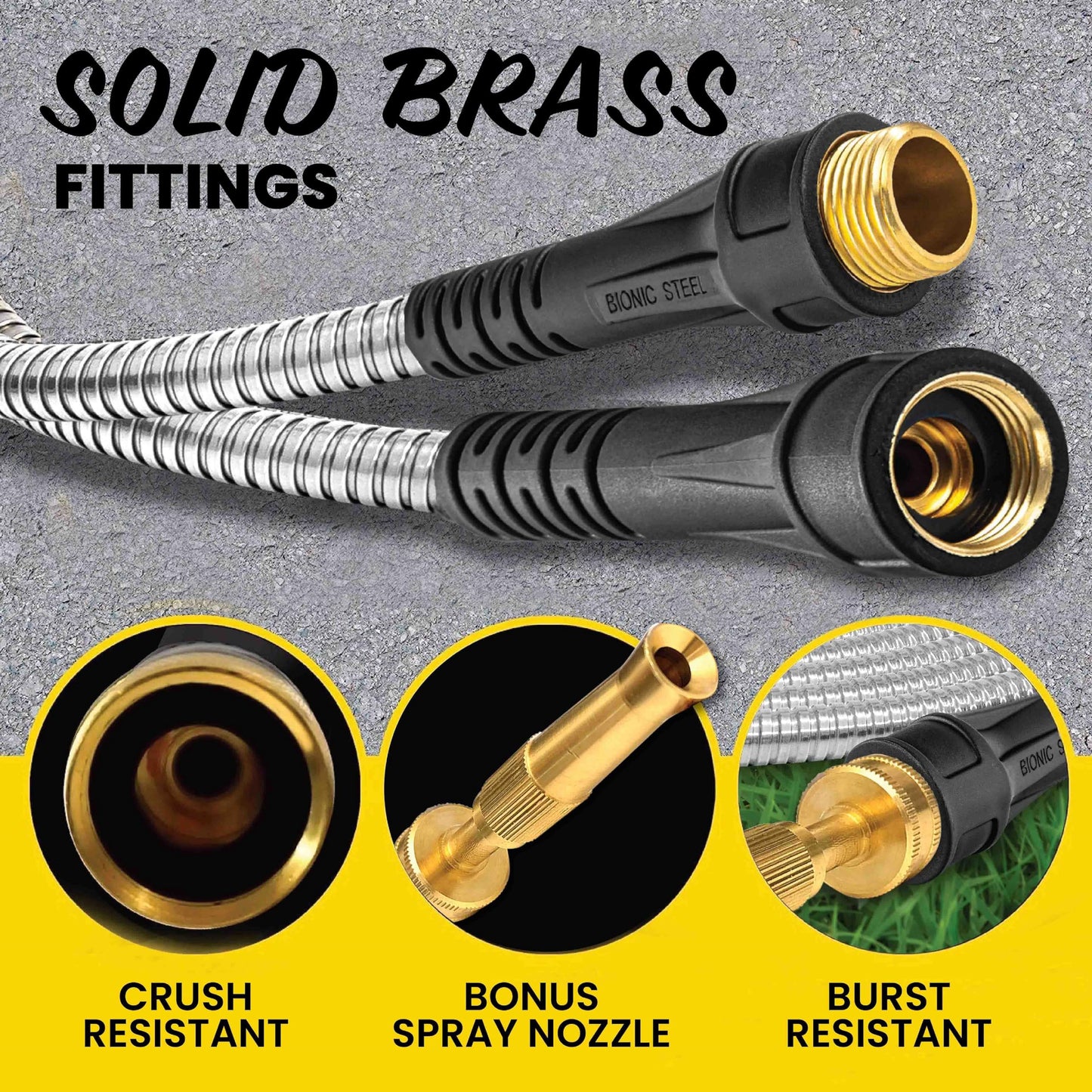BIONIC STEEL PRO Garden Hose - 304 Metal 100 Foot Garden Hose 100' Stainless Steel