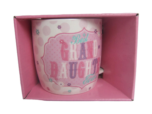 "Best Granddaughter Ever" Pink Vintage Style Pattern Ceramic Novelty Mug
