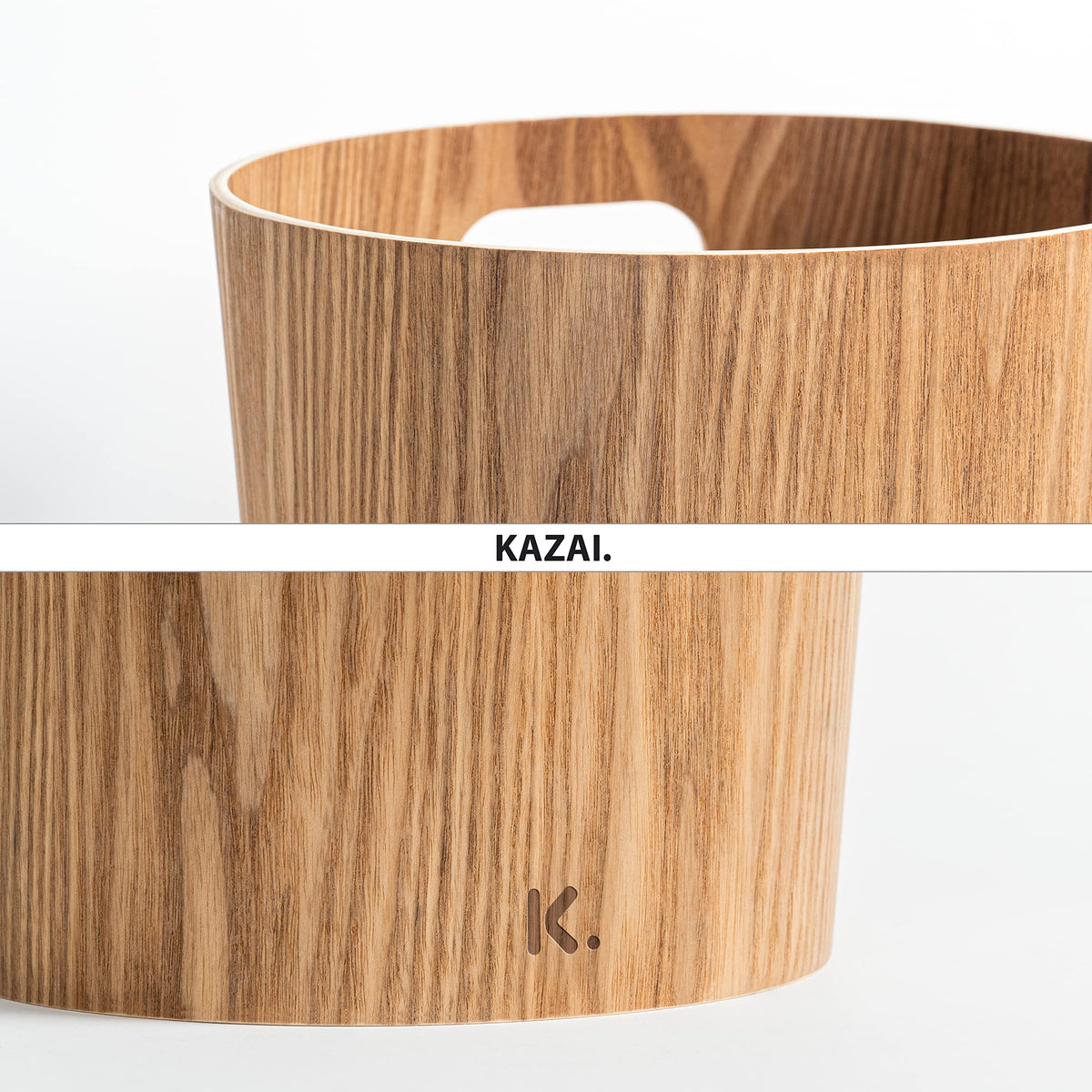 Kazai. Real Wood Waste Paper Bin Brje | Modern Wooden Paper Basket for Office, Kids' Room, Bedroom and more | 9 liters | Ash