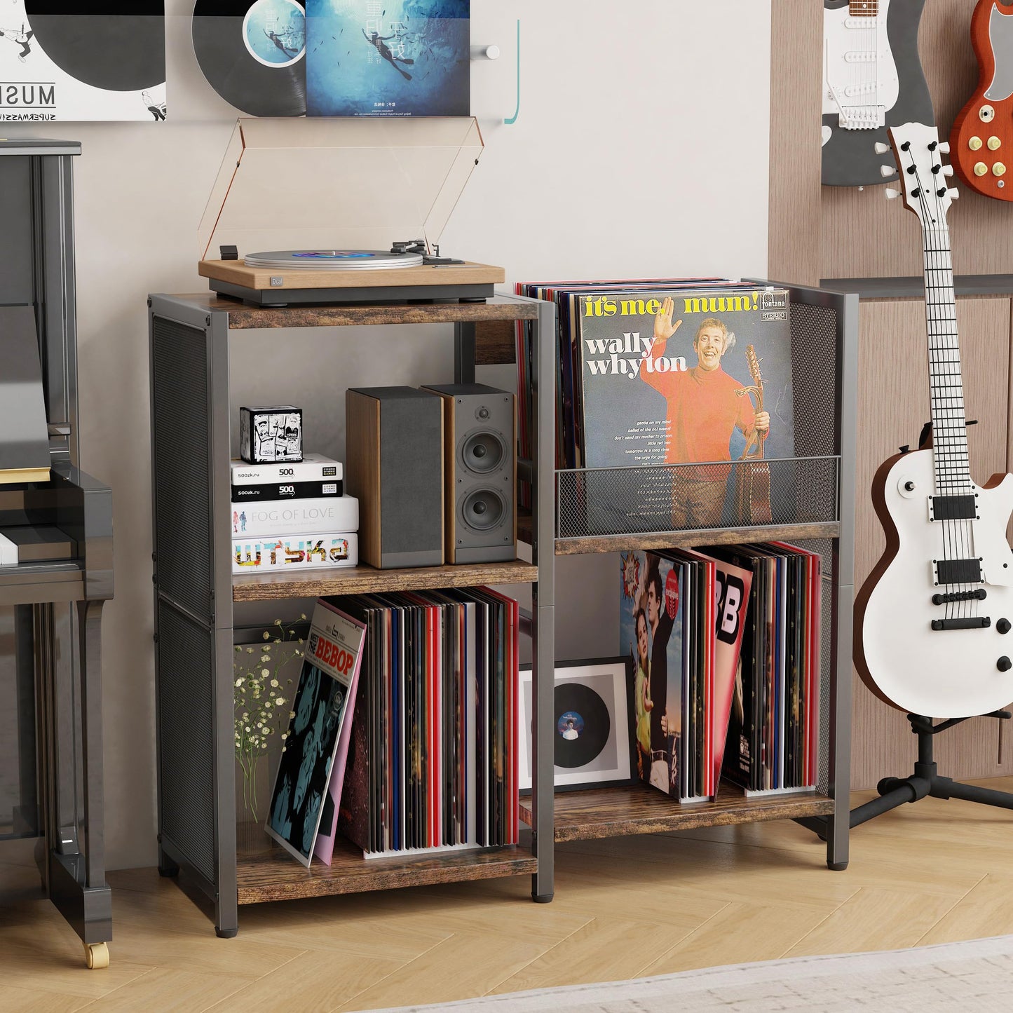 Ornestia 3 Tier Record Player Stand,Turntable Stand for Living Room,Black