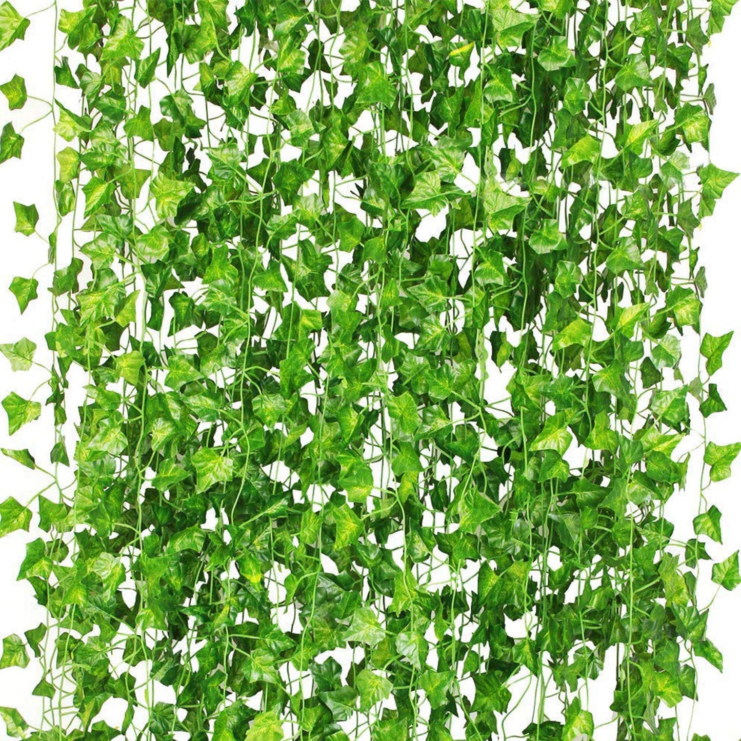 CQURE 60Pcs 420FT Artificial Ivy Garland,Fake Vines for Room Decor Fake Ivy UV Resistant Green Leaves Fake Plants Hanging Vines for Wedding Party