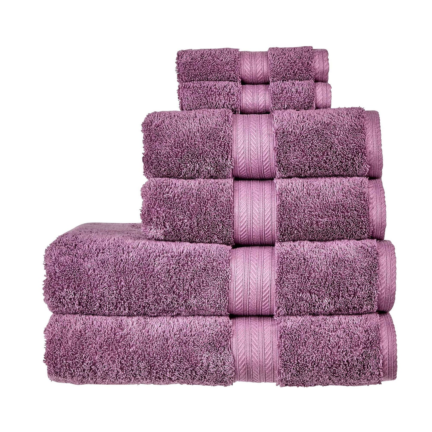 Christy Renaissance 6 Piece Towel Set | Berry Purple | 100% Egyptian Cotton Pile | Luxuriously Soft and Super Absorbent | 675 GSM