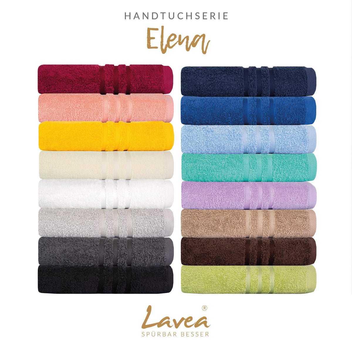Lavea Set of 2 Bath Towels, 70 x 140 cm, Double Pack, 100% Cotton Terry Towelling, Absorbent, Soft and Durable, Washable at 60 °C, Tumble Dryer-safe