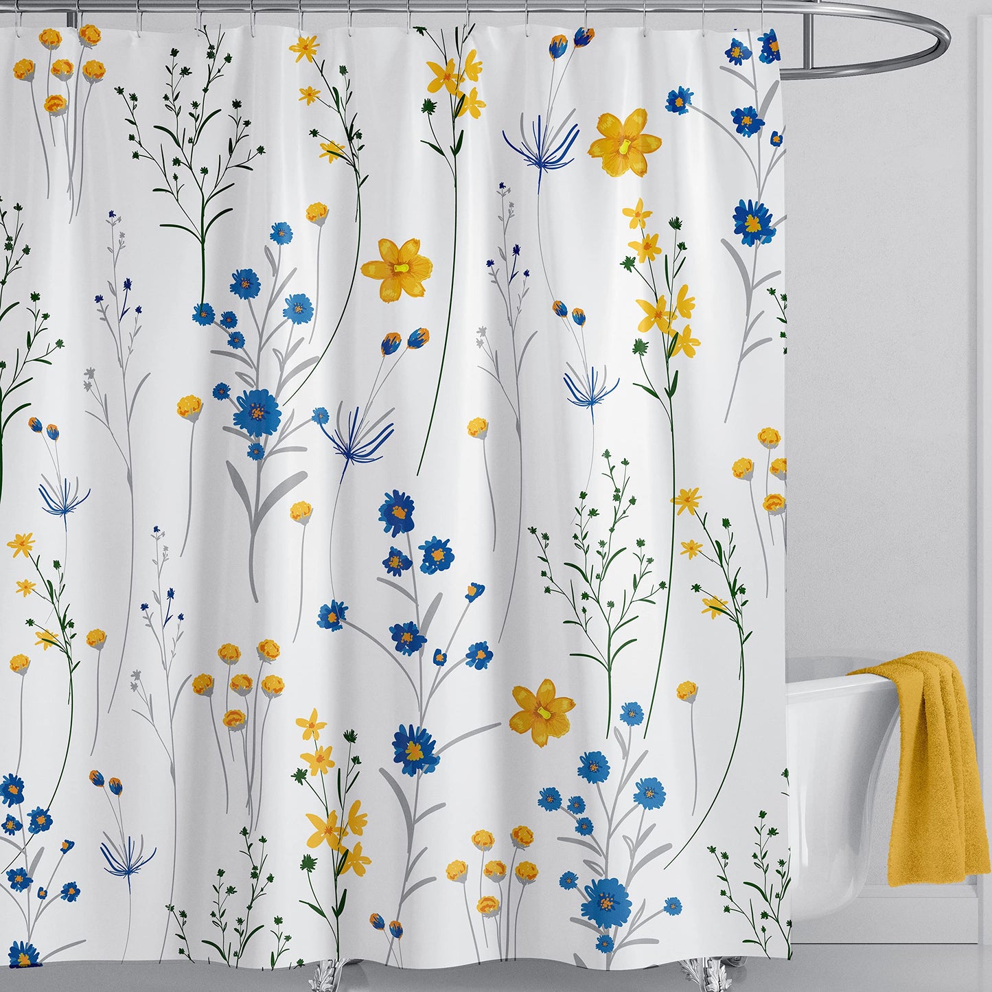 Floral Bathroom Shower Curtains 180x180cm Drop Fabric Shower Curtain Waterproof Curtains for Bathroom Quick-Drying Kitchen Curtains Machine Washable