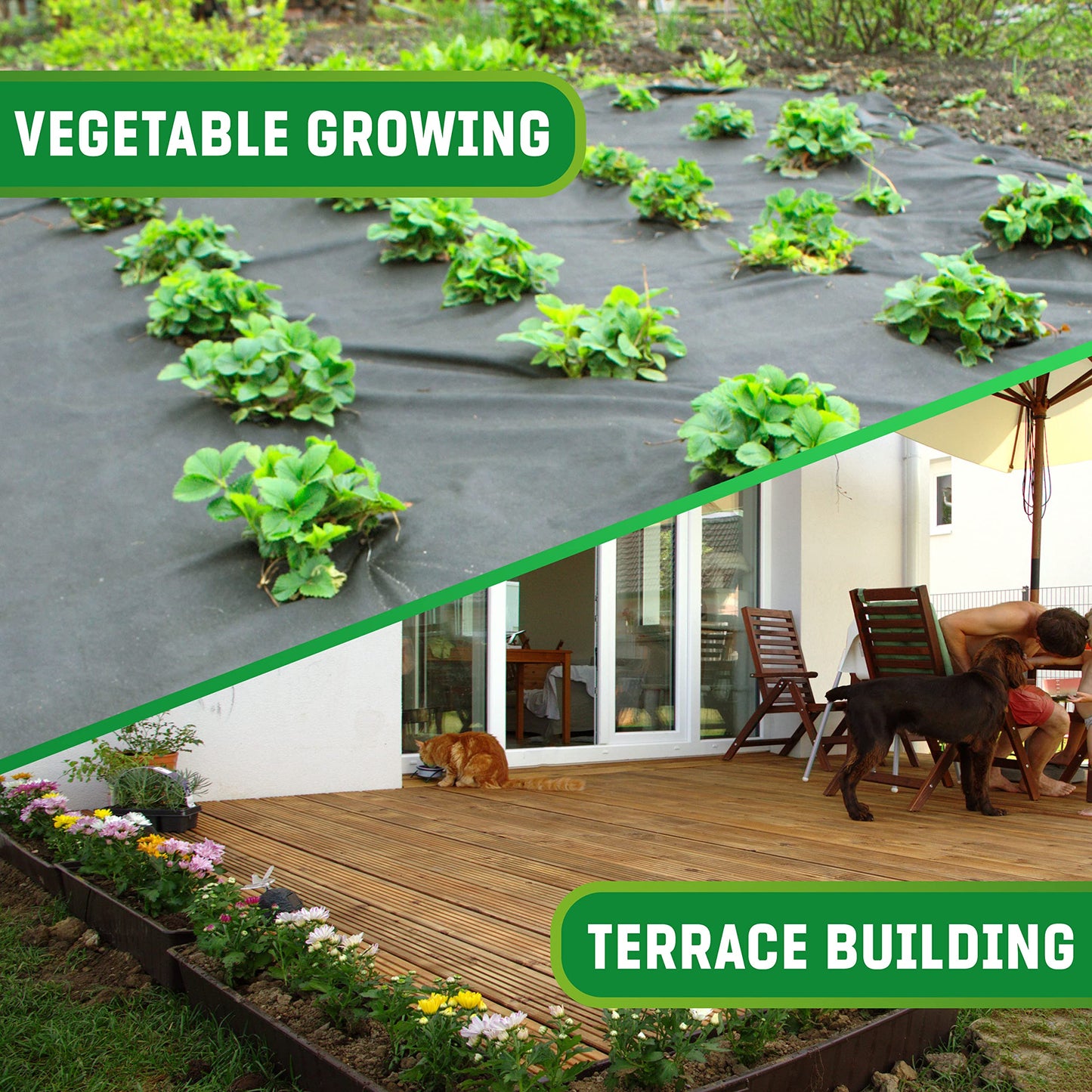 GardenGloss? 100m2 Weed Control Membrane (50gsm) - Water Permeable and Tearproof Weed Barrier Fabric - Weed Control Fabric with High UV-Stabilisation