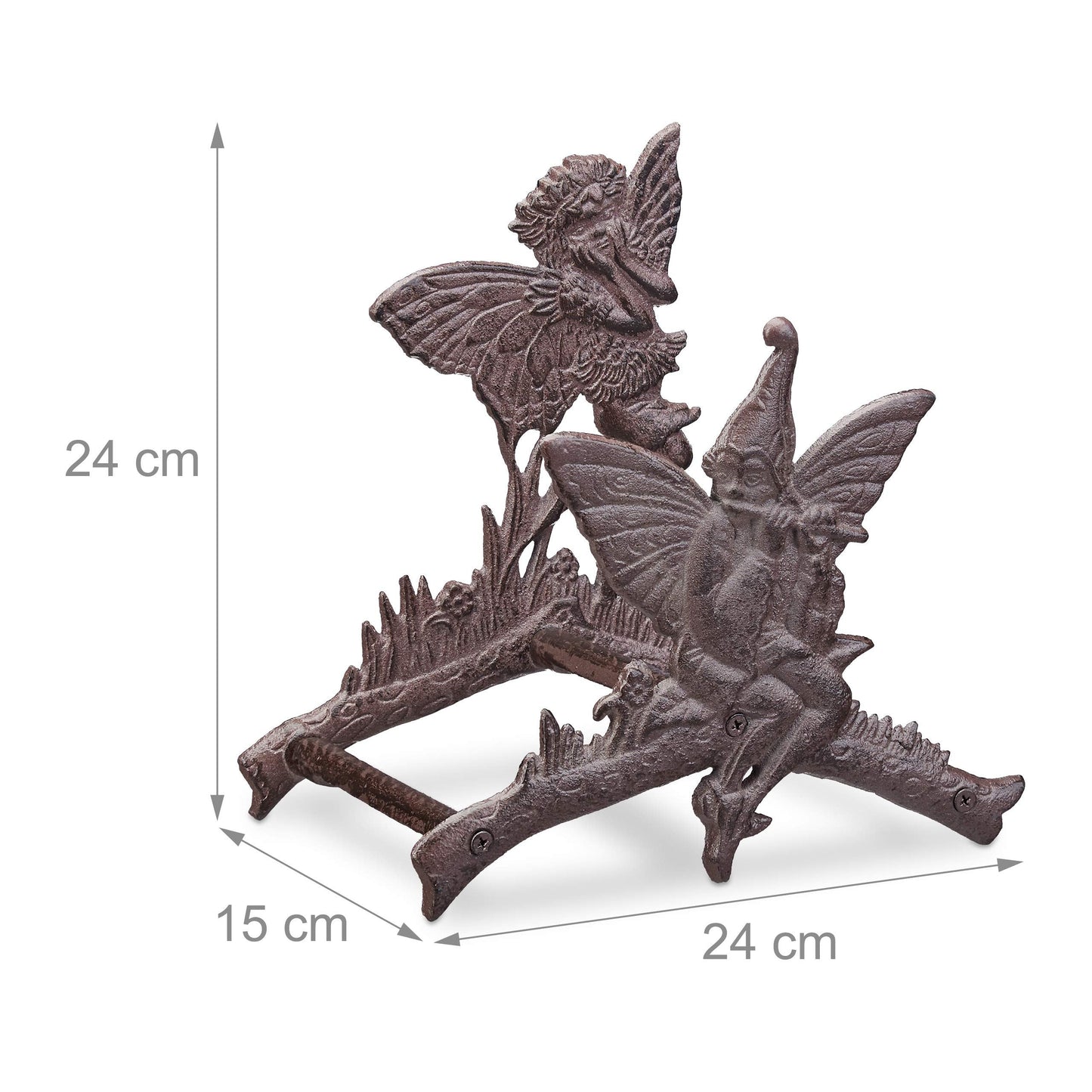 Relaxdays Ornate Hose Reel, Garden Hose Wall Holder with Nostalgic Look, Cast Iron, Hanging, Dark Brown