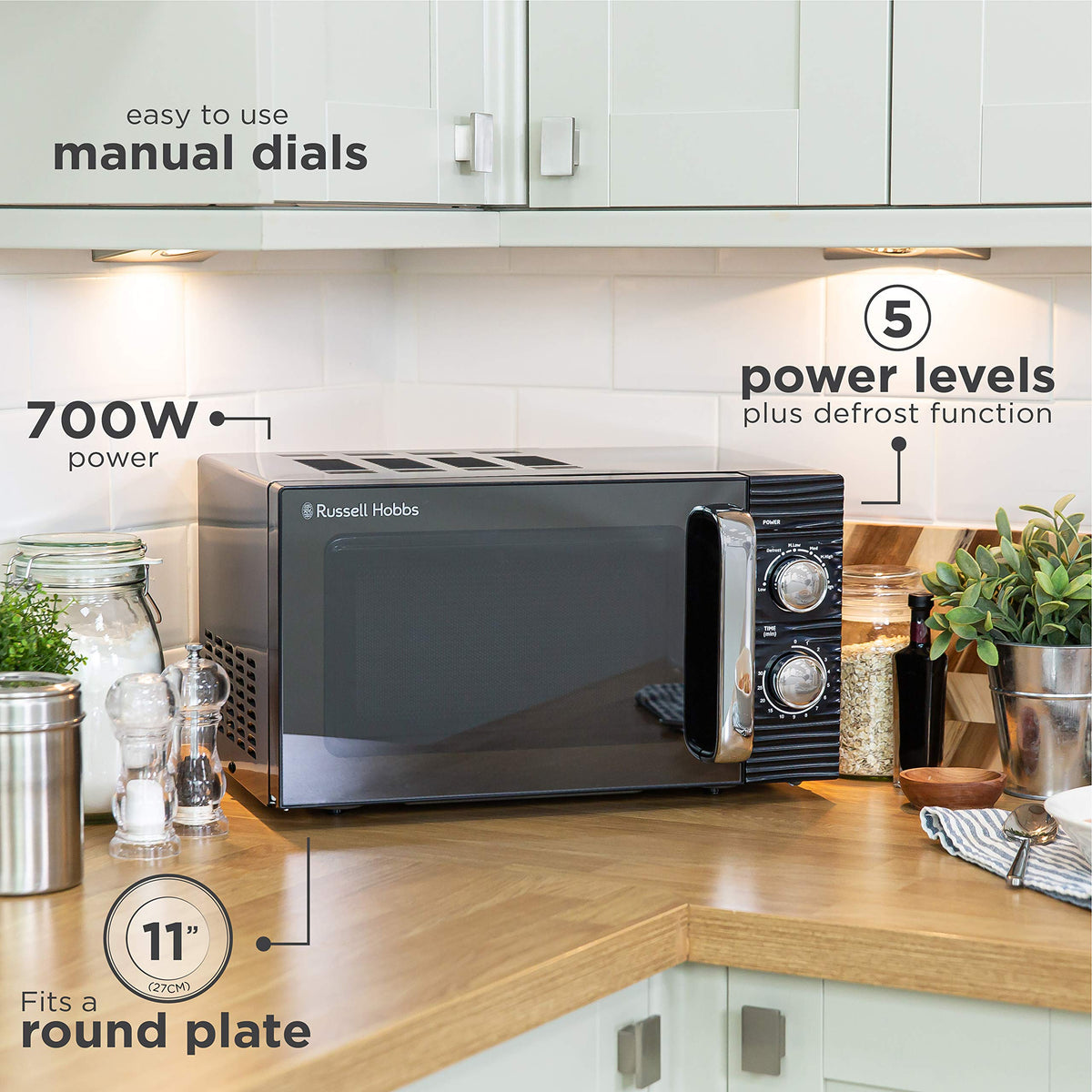 Russell Hobbs RHM1731B INSPIRE Black 17 Litre Manual Microwave