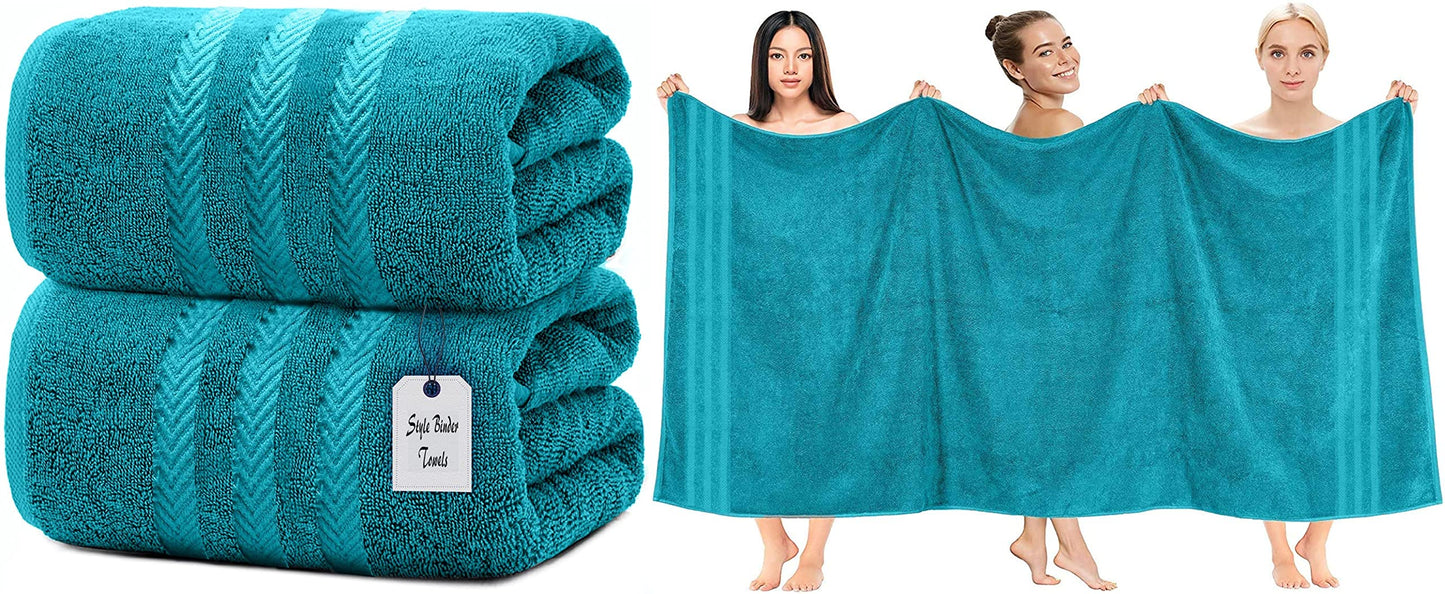 2 X Super Jumbo Bath Sheets (100 x 200 cm) Premium 100% Egyptian Cotton Extra Large Bath Sheet Towel Set Highly Absorbent & Quick Dry Hotel Quality