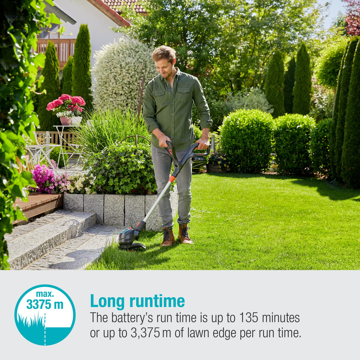 Gardena Battery Trimmer ComfortCut 23/18V P4A Without Battery: Lawn strimmer with 230-mm Cutting Diameter, Telescopic Shaft and pivoting Trimmer Head