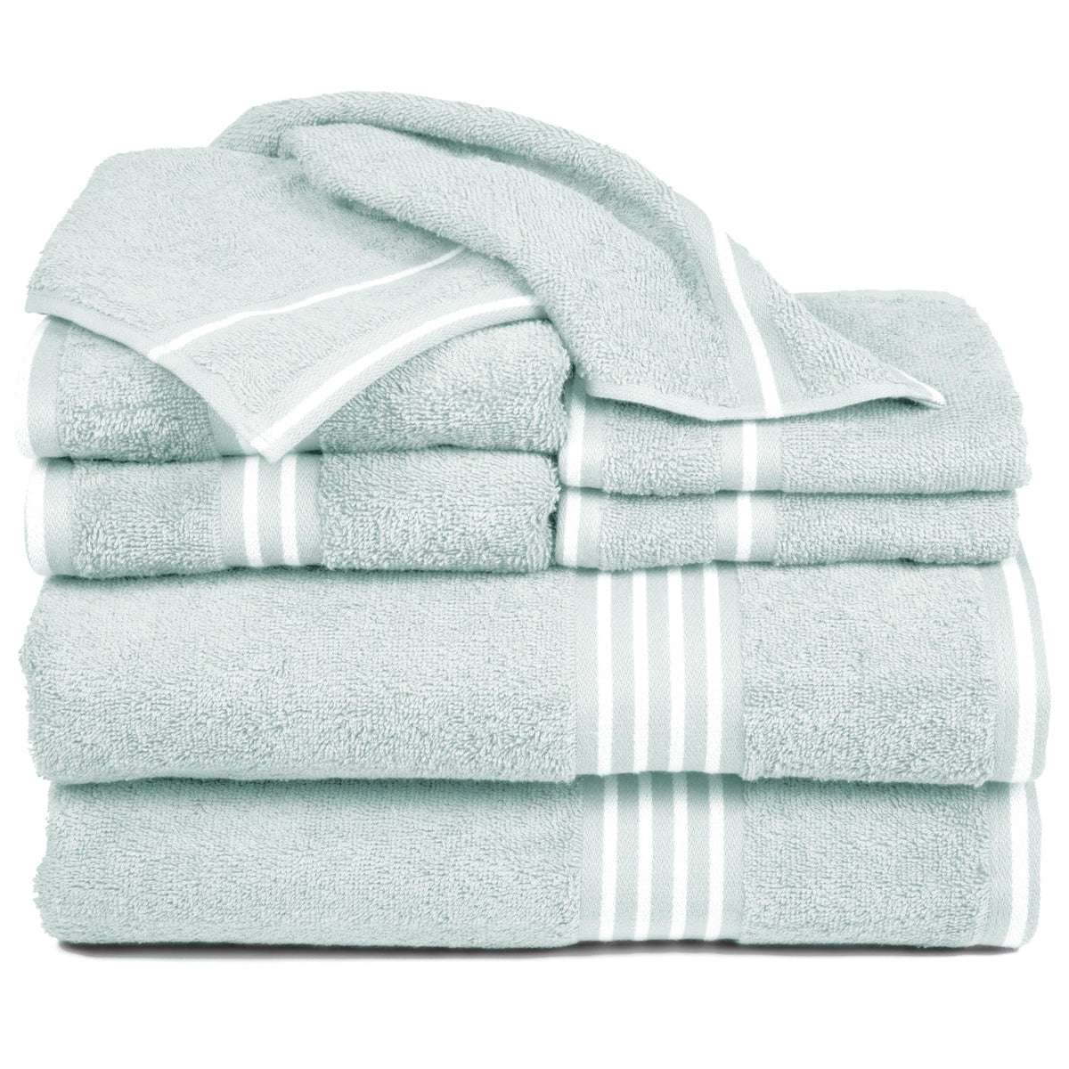 Lavish Home Rio 8 Piece 100% Cotton Towel Set - Seafoam