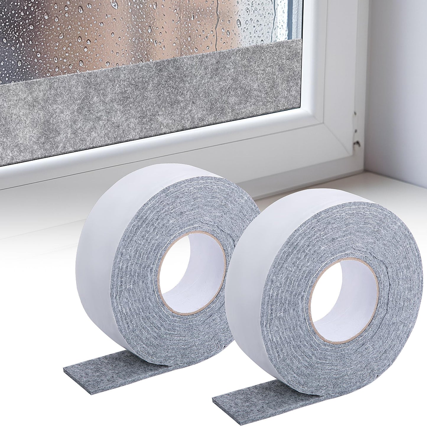 2 Rolls 5cmx5M Condensation Absorbers Strip for Windows- Self Adhesive Reusable Anti Condensation Tape-Felt Moisture Absorbing Sealant Strip Used to