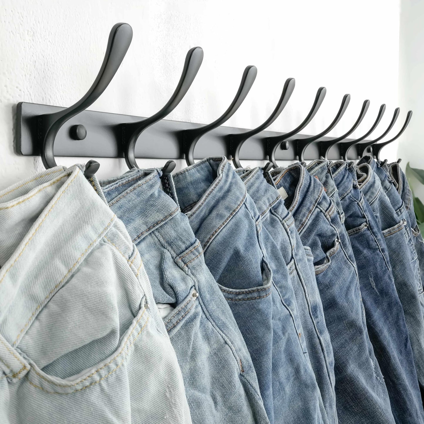 SKOLOO Coat Rack Wall Mounted - 10 Hooks, Pack of 2, Heavy Duty, Stainless Steel, Metal Wall Coat Hanger, Sturdy Wall Hooks for Hanging Coat, Jacket