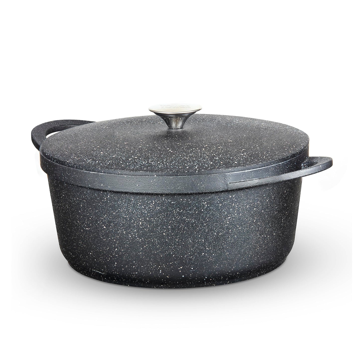 Tower T900192 Precision Casserole Dish with Aluminium Lid, Lightweight Cast Aluminium, 28cm, Black
