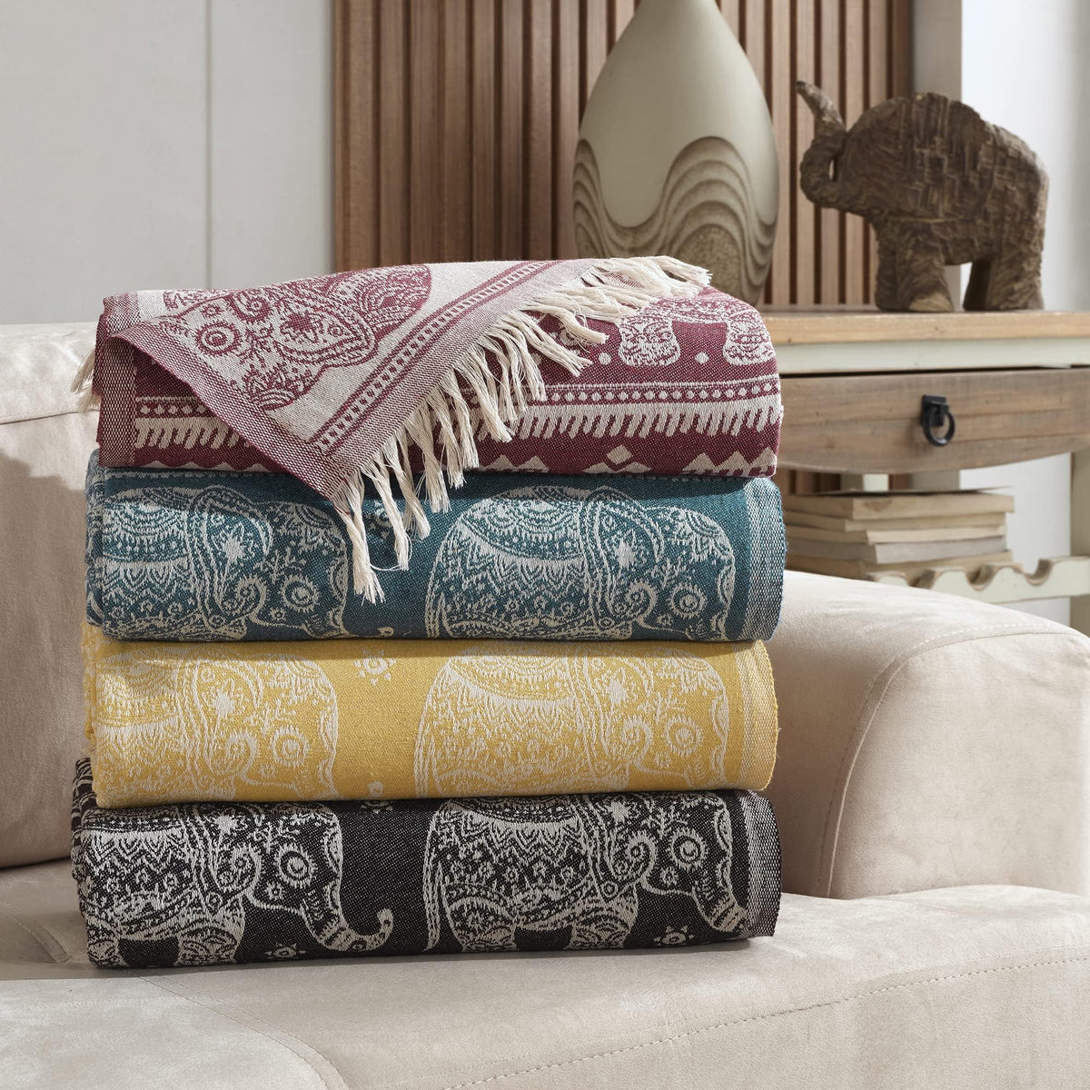 Milam London Boho Throw Blanket | Bohemian Throws For King Size Beds | Reversible Bohemian Bedding | Sofa Throw Large 3 Seater | King Size Bedspread