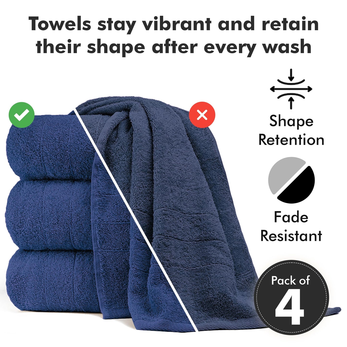 Bath Sheets - Extra Large Bathroom Sheet Set – 550 GSM Pack of 2 Jumbo Towels Royal Blue (90x180cm)