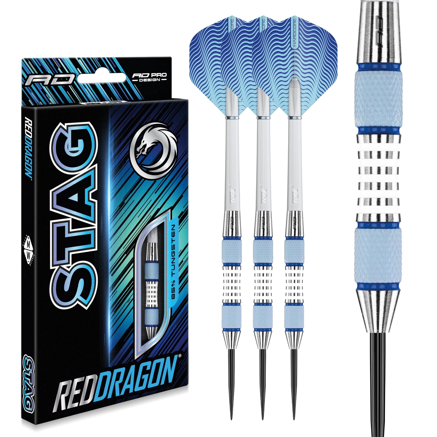 RED DRAGON Stag 30g Tungsten Darts with Flights and Stems