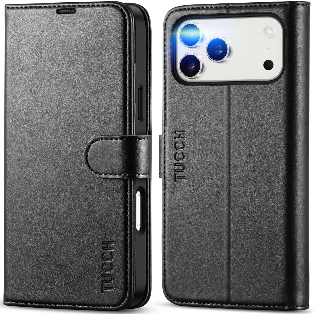 TUCCH Case for iPhone 17 Pro Max (6.9") 2025, Magnetic Protective PU Leather Wallet Stand Foldable Flip Case with[RFID Blocking][Card