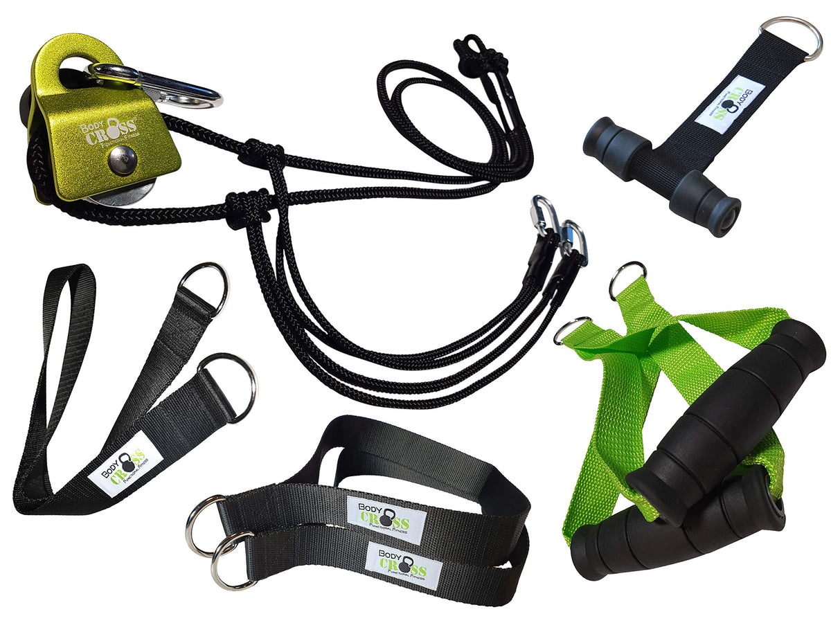 Premium sling trainer with pulley for home, sling trainer set with attachment and door anchor, strength training made in Germany, tested and certified