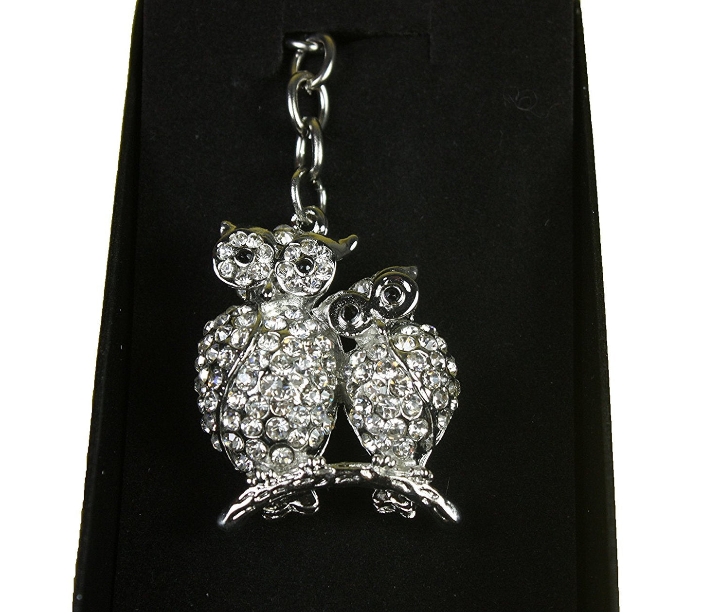 Owls Diamante Keyring and Presentation Box