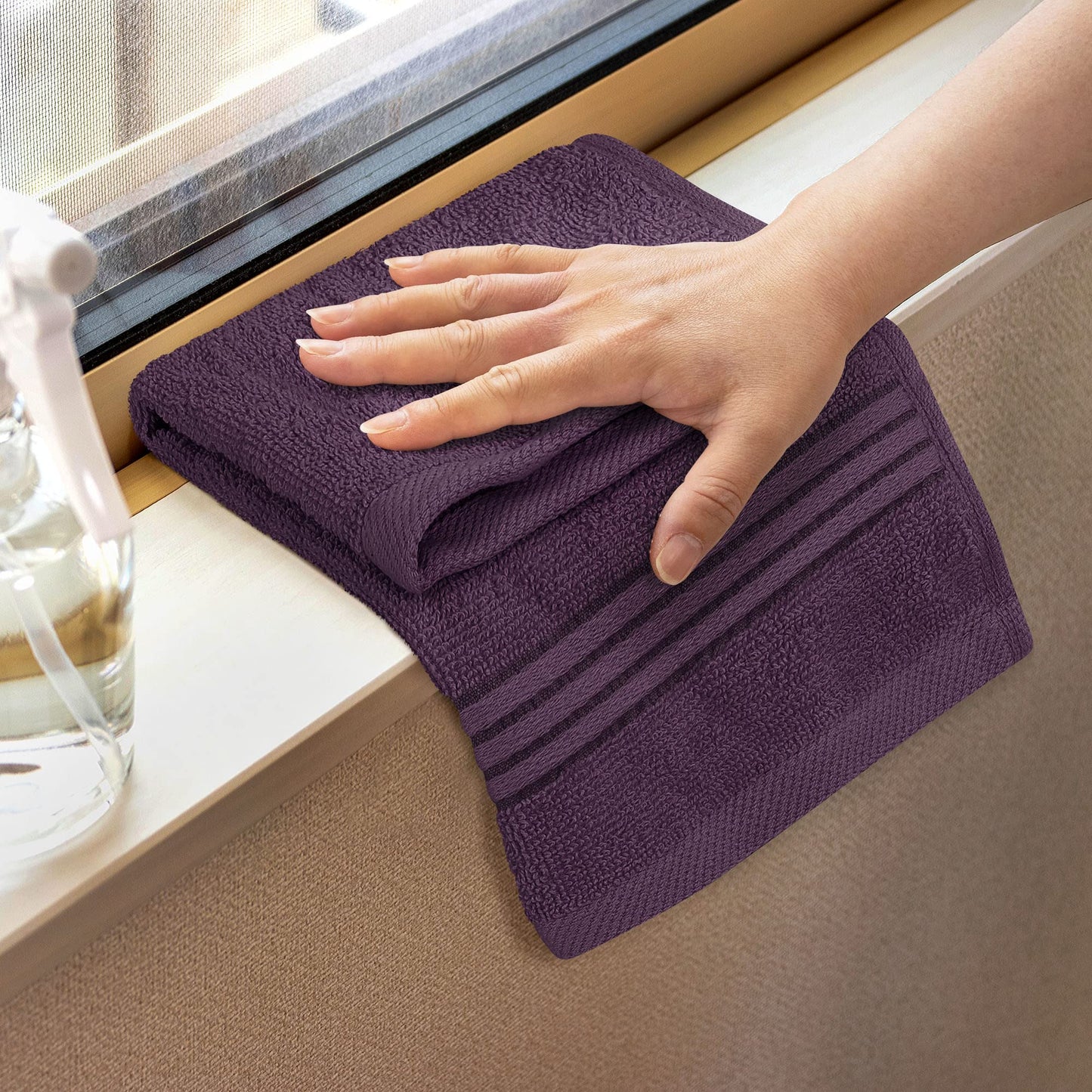 Utopia Towels 12 Pack Luxury Flannel Face Cloth Set, 30 x 30 CM, Plum