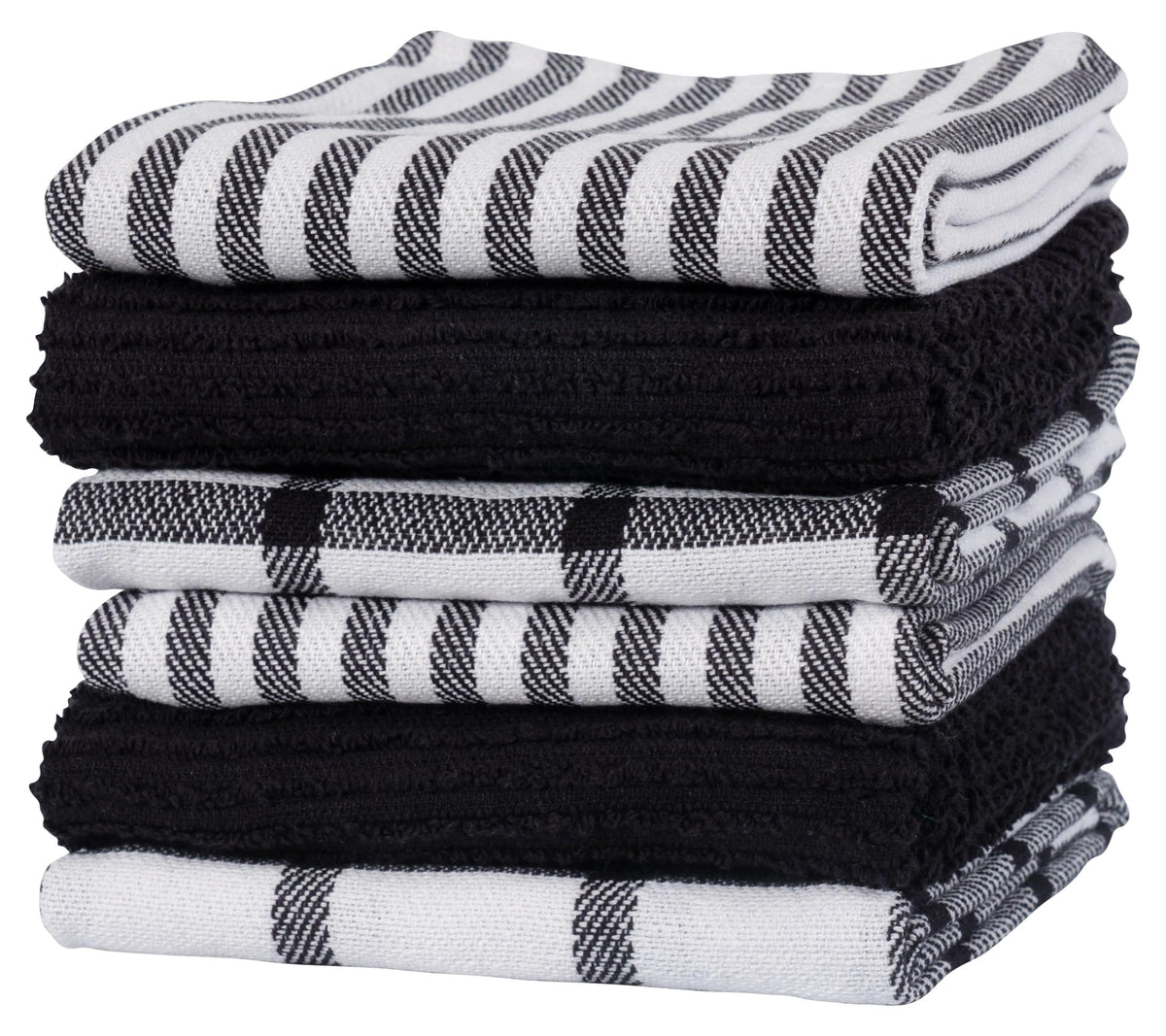 KAF Home Mixed Flat & Terry Kitchen Towels | Two Sets of 3 18 x 28 Inches | 4 Flat Weave Towels for Cooking and Drying Dishes