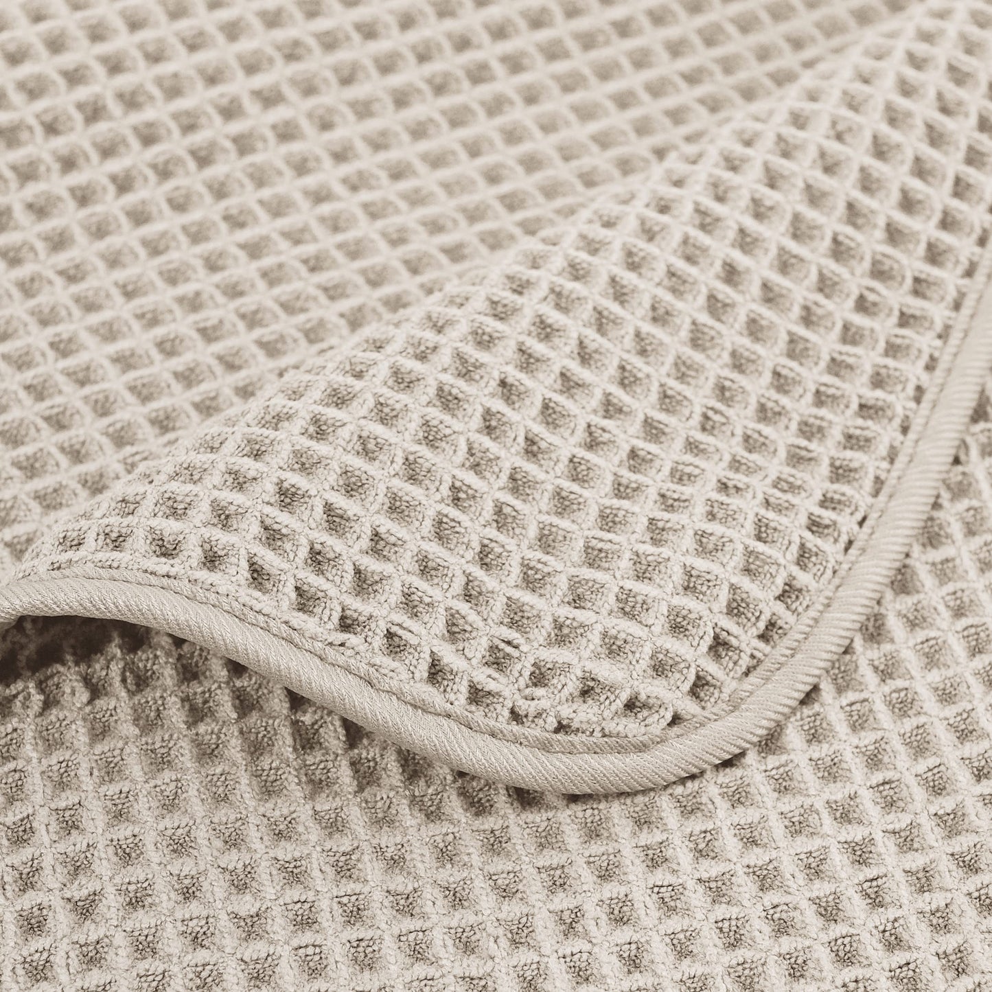 POLYTE Microfibre Oversize Quick Dry Lint Free Bath Towel, 152 x 76 cm, 4 Pack (Beige, Waffle Weave)