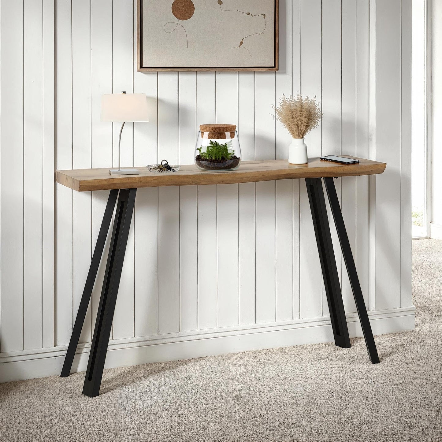 Seconique Quebec Wave Edge Console Table in Medium Oak Effect